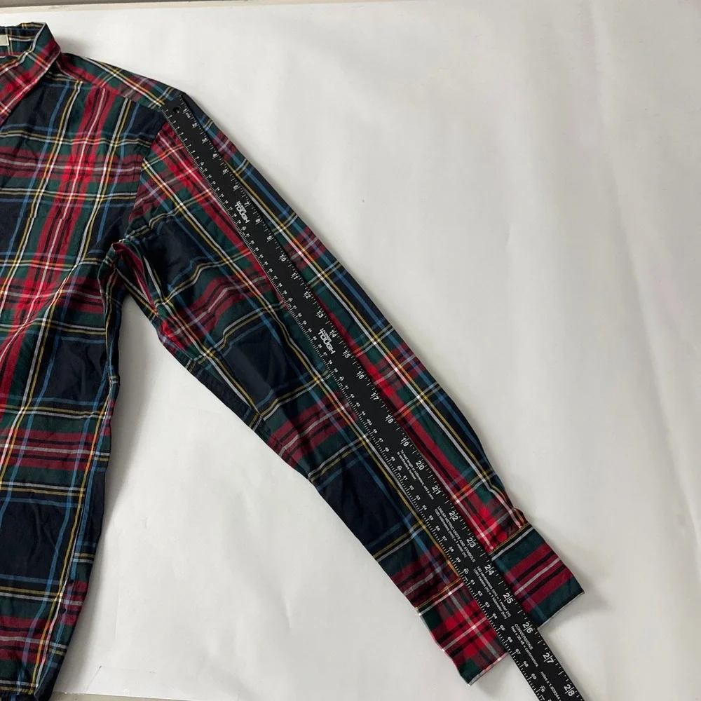 J Crew Shirt Mens XL Blue Red Slim OCBD Pinpoint Oxford Tartan Preppy Luxury